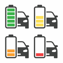 Electric car battery icon set