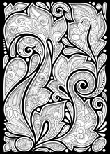 Monochrome Floral Background In Paisley Garden Indian Style