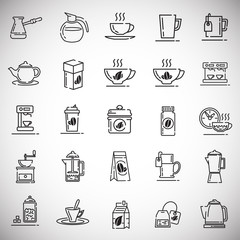 Poster - Tea and coffee outline icons set on white background for graphic and web design, Modern simple vector sign. Internet concept. Trendy symbol for website design web button or mobile app