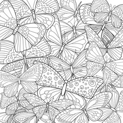 Wall Mural - fancy group of butterflies for your coloring page
