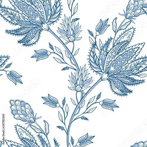 Colorful Seamless Indian Pattern Paisley Ethnic Floral Background