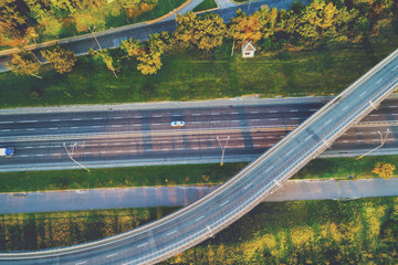 Aerial view of the highway in a sunny day