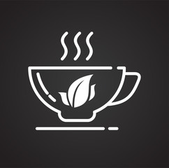 Poster - Tea outline icon on black background for graphic and web design, Modern simple vector sign. Internet concept. Trendy symbol for website design web button or mobile app