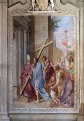 Wall Mural - Exaltation of the Cross by Pieter van Lint fresco in Cybo-Soderini Chapel, Church of Santa Maria del Popolo, Rome, Italy 