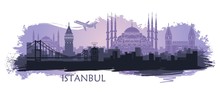 Landscape Of The Turkish City Of Istanbul. Abstract Skyline With The Main Attractions