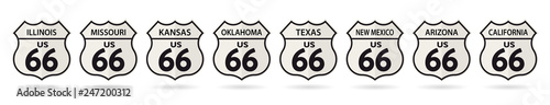 Shields of states crossed by the Historic US Route Wallpaper Mural