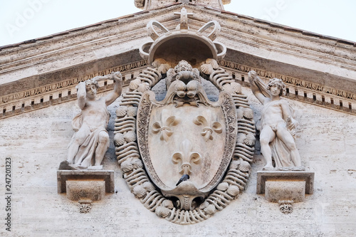 Coat-of-arms of France on the facade of Chiesa di San Luigi dei Francesi - Churc Poster Mural XXL