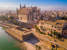 Aerial View Of Historic Cathedral In Palma De Mallorca