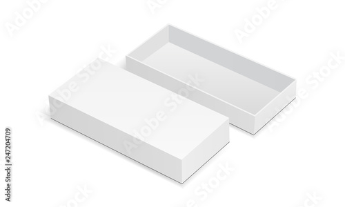 Rectangular Cardboard Box Mock Up With Open Lid Isolated On White Background Vector Illustration Buy This Stock Vector And Explore Similar Vectors At Adobe Stock Adobe Stock