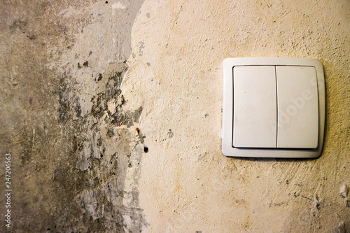 White Plastic Double Light Switch On The Old Black And White