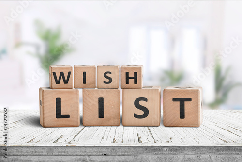 Cuadros en Lienzo Wish list sign made of wooden blocks