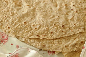 Wall Mural - new thin yufka bread, world bread varieties, wheat yufka bread,