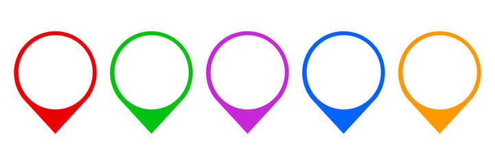 Fototapete - Set pin map marker pointer icon, GPS location flat symbol – stock vector