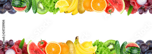 Fotomural Collage of mixed fruit and vegetable