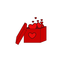Poster - Box gift, heart, box in heart, valentine’s day icon. Element of color Valentine's Day. Premium quality graphic design icon. Signs and symbols collection icon for websit, web design