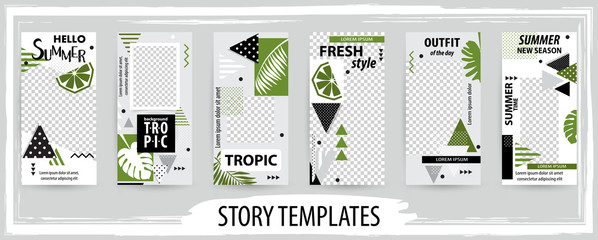 Trendy editable template for social topical networks stories, vector illustration.
