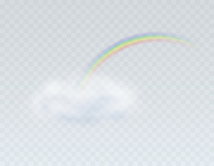 rainbow with cloud icon isolated on transparent background. spectrum pattern. vector realistic trans