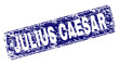 JULIUS CAESAR stamp seal print with grunge style. Seal shape is a rounded rectangle with frame. Blue vector rubber print of JULIUS CAESAR text with dirty style.