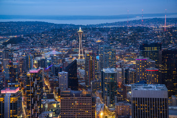 Fototapete - Seattle City at Night
