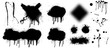 © SergeyBitos - Spray graffiti stencil template. Isolated collection. Black splashes isolated on transparent background. Vector set Spray