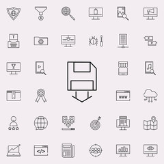 Poster - saving diskette data icon. seo and online marketing icons universal set for web and mobile