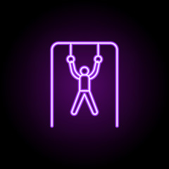 Poster - athlete on rings outline icon. Elements of Sport in neon style icons. Simple icon for websites, web design, mobile app, info graphics