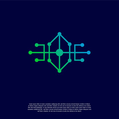 Wall Mural - technology logo designs concept vector, digital wire logo template