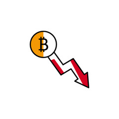 Poster - bitcoin, arrow, down, cryptocurrency icon. Element of color finance. Premium quality graphic design icon. Signs and symbols collection icon for websites