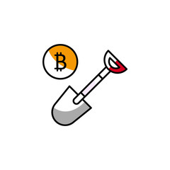 Poster - mining, cryptocurrency, bitcoin, shovel icon. Element of color finance. Premium quality graphic design icon. Signs and symbols collection icon for websites