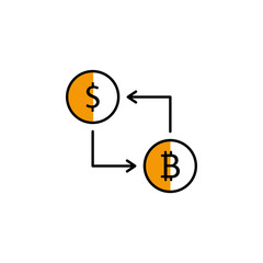 Poster - exchange, dollar, bitcoin, cryptocurrency icon. Element of color finance. Premium quality graphic design icon. Signs and symbols collection icon for websites
