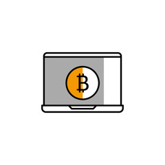 Poster - laptop, bitcoin, cryptocurrency, money icon. Element of color finance. Premium quality graphic design icon. Signs and symbols collection icon for websites