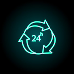 Aufkleber - 24 hours icon. Elements of Logistics in neon style icons. Simple icon for websites, web design, mobile app, info graphics
