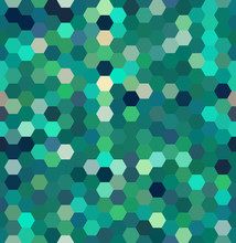 Seamless Abstract Mosaic Background. Hexagons Geometric Background. Design Elements. Vector Illustration. Green, White Colors.