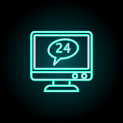 Aufkleber - 24 hours icon. Elements of Logistics in neon style icons. Simple icon for websites, web design, mobile app, info graphics