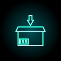 Poster - Package icon. Elements of Logistics in neon style icons. Simple icon for websites, web design, mobile app, info graphics