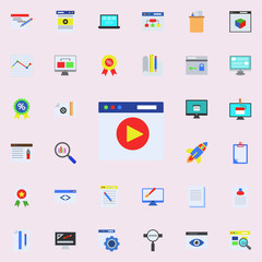 Aufkleber - video player in browser colored icon. Programming sticker icons universal set for web and mobile