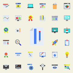 Aufkleber - pencil, ruler and paper colored icon. Programming sticker icons universal set for web and mobile