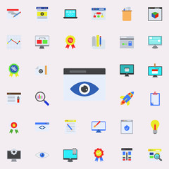 Aufkleber - look in the browser colored icon. Programming sticker icons universal set for web and mobile