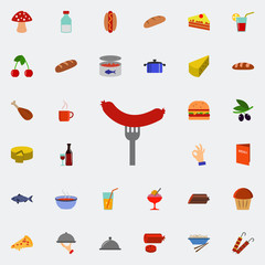 Aufkleber - sausage on the fork icon. Resturant icons universal set for web and mobile