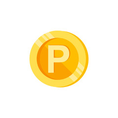 Poster - P, letter, coin color icon. Element of color finance signs. Premium quality graphic design icon. Signs and symbols collection icon for websites, web design