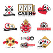 Casino club gambling poker and bingo isolated icons