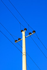 telegraph pole under the blue sky