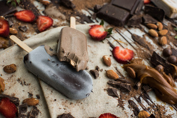 chocolate and caramel ice cream stick