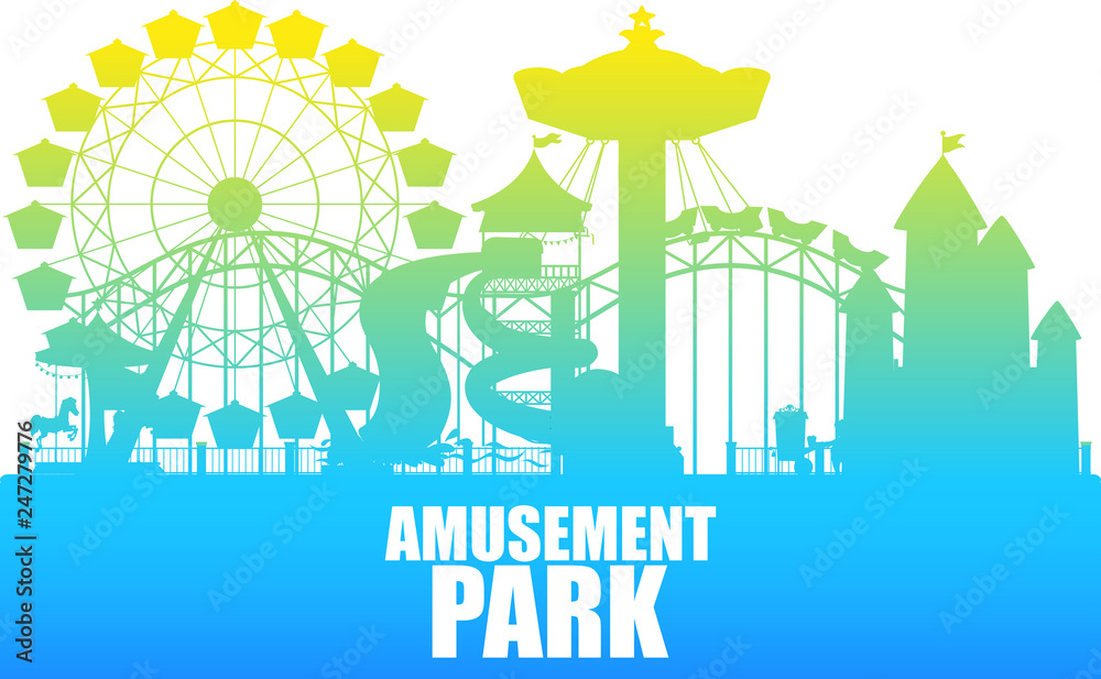 A colour silhouette amusement park template - obrazy, fototapety, plakaty 
