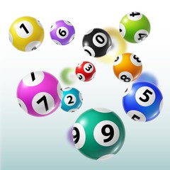 Wall Mural - Lottery balls of bingo, lotto, keno gambling games