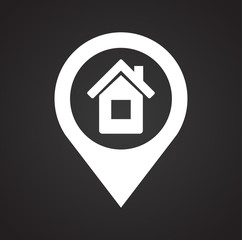 Poster - Checkpoint home icon on black background for graphic and web design, Modern simple vector sign. Internet concept. Trendy symbol for website design web button or mobile app