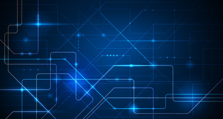 Aufkleber - Vector illustration technology with line pattern over dark blue background. Modern hi-tech digital technology concept. Abstract internet communication, future science techno design for background