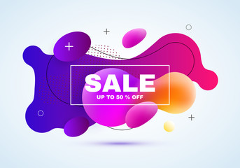 Poster - Modern 3d abstract gradient shapes composition. Dynamic Fluid design banner for poster. Abstract vector background.
