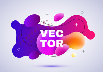 Poster - Modern 3d abstract gradient shapes composition. Dynamic Fluid design banner for poster. Abstract vector background.