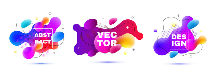 Poster - Gradient geometric banners with flowing liquid shapes. Dynamic Fluid design.